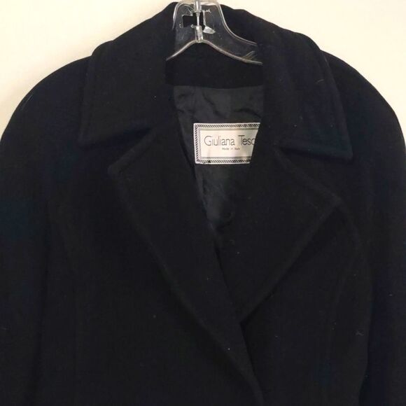 Elegant Black Pea Coat for Women - Picture 2 of 10